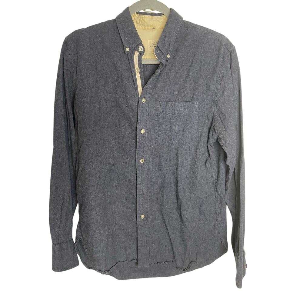 Rag & Bone Standard Issue Flannel Button Down Shirt Long Sleeve Blue Size Medium - Picture 2 of 8